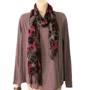 W118 Walter Baker Brown heather loose fitting Knit top Size Medium print scarf